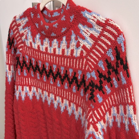 ZARA Fair Isle Cable Knit Sweater - Picture 3 of 6